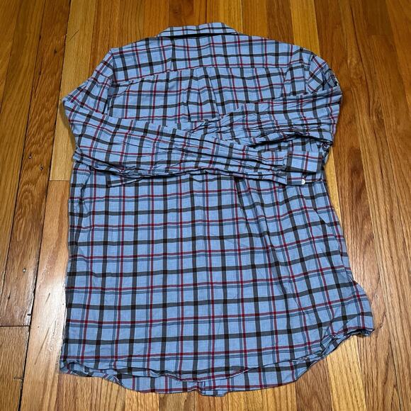 Johnnie O Shirt Large Multicolor Plaid Hangin Out Button Up LongSleeve Surf Logo - Picture 7 of 8